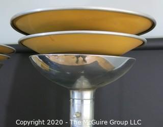 Vintage Pair Art Deco Chrome and Mustard Yellow Enamel Painted Torchiere Lamps; 68"T  Lighting