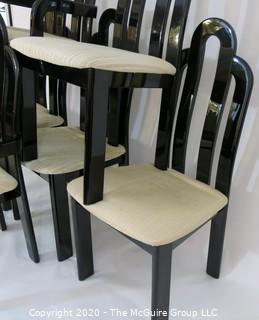 Set of 6 Art Deco style Black Lacquered "Paperclip" Dining Chairs; 4 side, 2 arm; back height 42"