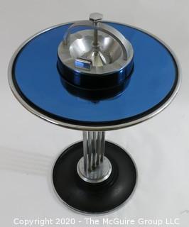 Art Deco Union Pacific Climax Cocktail Smoker by J.W. Cambell with Blue Glass Mirror. Measures approximately 16" in diameter and 21" tall. 