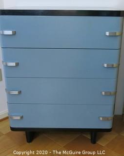 Metal Machine Age Four Drawer Cabinet. Rescued from West Virginia University Student Dormitory. 30"W x 19"D x 40"T.