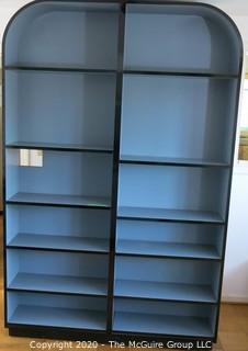 Reproduction Art Deco Style Shelving Unit Made of Grey Laminate with Wood Substrate. 60W x 12D x 93"T 