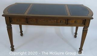 Embossed Leather Topped Fruitwood Writing Desk with three drawers and gilt Decoration, Made in France; 60W x 27D x 30"T