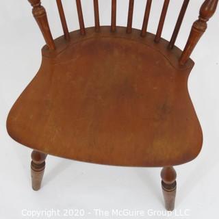 Windsor Spindleback Side Chair, circa 1930's, made by Nichols - Stone Co. Top rail to top rail width 24.5", center top rail height 35.5 x seat height 17". 