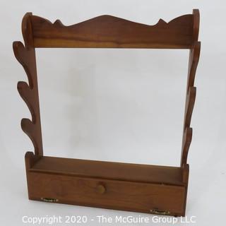 Cherrywood Wall Mount Gun Rack with Hinged Drawer Below; 26W x 6.5D x 29.5"T