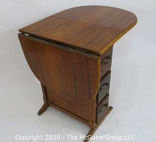 Drop Leaf Work Table or Desk with Three Drawers; center panel 12"W x 24D x 29.25"T; each wing adds 17.5" to top when extended  