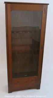 Wooden Gun Case with Bottom Drawer and Glass Paneled Door. 16.5W x 10.5D x 64"T 