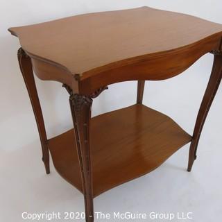 Vintage R J Horner French Style Mahogany Console Table, circa 1900; needs some repair as shown. 29" x 20" top, lower shelf height 9 3/8" 