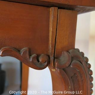 Vintage R J Horner French Style Mahogany Console Table, circa 1900; needs some repair as shown. 29" x 20" top, lower shelf height 9 3/8" 