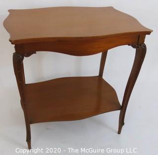 Vintage R J Horner French Style Mahogany Console Table, circa 1900; needs some repair as shown. 29" x 20" top, lower shelf height 9 3/8" 