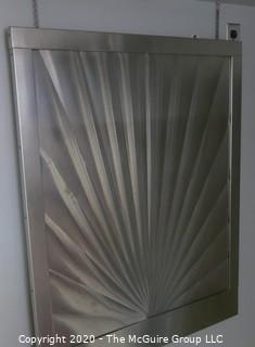 Vintage Art Deco Stainless Steel Sunburst Pattern Over Stove Back Splash; 35W x 42T x 1"D
