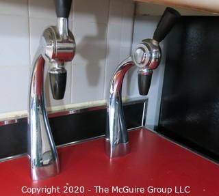 (2) Art Deco Vintage Chrome Goose Neck Soda Fountain Spigots and Metal Cabinet; 24"W x 25D x 36"T. 