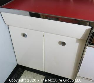 Vintage Single Drawer over Double Door Metal White Enamel Painted Kitchen Cabinets. Part of Kitchen Cabinet Set. 30W x 22D x 35"T