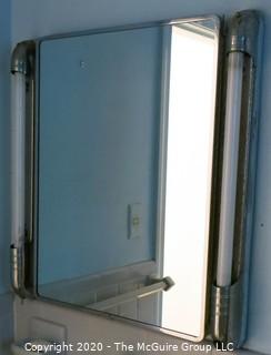 Vintage: Art Deco: Mirrored bathroom cabinet w/ fluorescent lights 23" x 24"