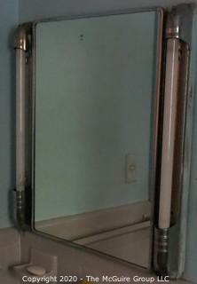 Vintage: Art Deco: Mirrored bathroom cabinet w/ fluorescent lights 23" x 24"