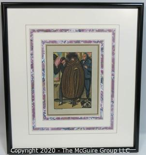 Framed Under Glass Art Deco Pochoir Signed Print; Artist Guy Arnoux.