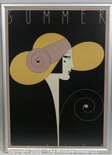 Framed Art Deco Pochoir Print entitled "Summer" by Theo Dimson; 22" x 30"  Art