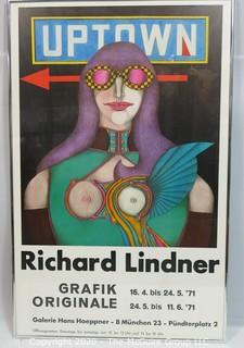 Framed Richard Lindner Pop Art Poster Uptown for the Grafik Original 1971; 21 x 33"