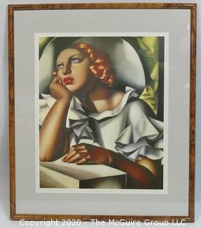 "Red Haired Woman"; Art Deco Framed Print by Tamara Lempika.  Outside Dimensions 22 x 26"; Image Size 16 x 19"