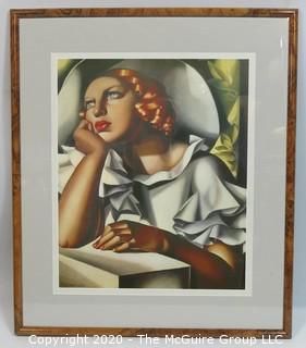 "Red Haired Woman"; Art Deco Framed Print by Tamara Lempika.  Outside Dimensions 22 x 26"; Image Size 16 x 19"