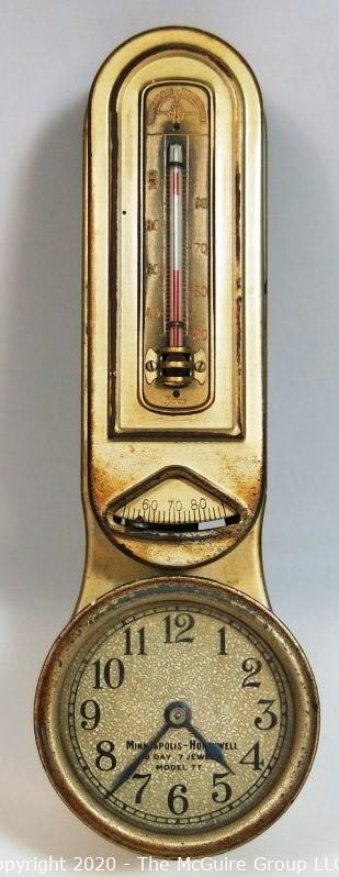 Vintage Honeywell Pedestal Style Desk Thermometer Atomic Age MCM Mid Mod  Works