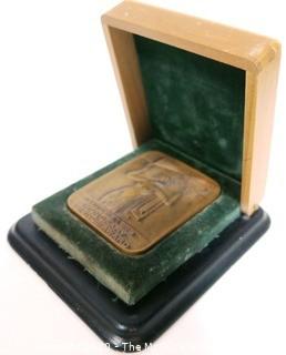 1939 Art Deco Bausch & Lomb Heavy Bronze Honorary Science Award in Presentation Case, Inscribed on back to Winner