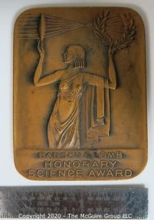 1939 Art Deco Bausch & Lomb Heavy Bronze Honorary Science Award in Presentation Case, Inscribed on back to Winner