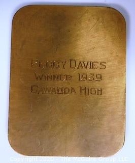 1939 Art Deco Bausch & Lomb Heavy Bronze Honorary Science Award in Presentation Case, Inscribed on back to Winner