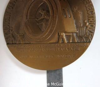 Art Deco Heavy Bronze French Medal - Syndicat Général de la Construction Electrique, Designed by Ray Pelletier; 2 20/32";   164 grams