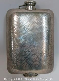 Hammered Sterling Silver 12 oz Kap Kup Flask Personalized with Initials SER and Dancer Etched in Bottom Corner. 