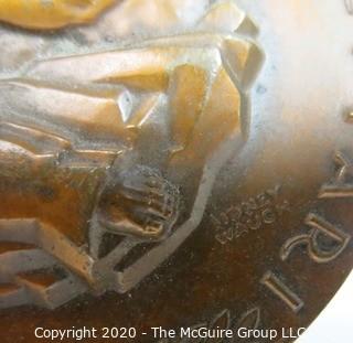 1958 Art Deco Bronze Medal for Squibb 100 Year Centennial made by Medallic Art Co NY, Designed by Sidney Waugh.  3"; 189 grams