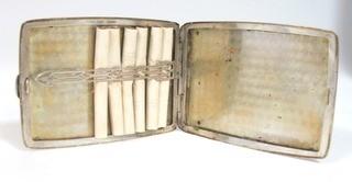 Antique Sterling Silver Cigarette Case with Vintage Cigarettes, Players Medium Navy Cut.