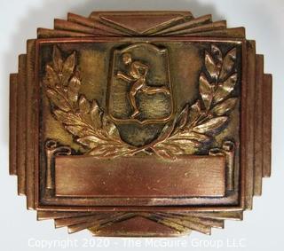 Art Deco Copper Belt Buckle with Runner and Laurel Wreath; 2" wide 