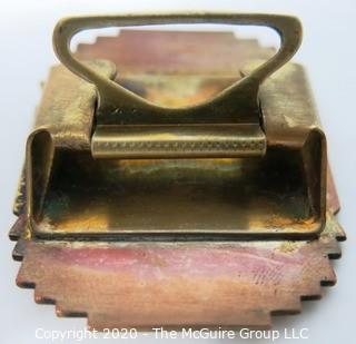 Art Deco Copper Belt Buckle with Runner and Laurel Wreath; 2" wide 