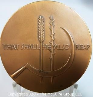 1932 Art Deco Bronze Medal - Whatever A Man Soweth, That Shall He Also Reap. Medallice Art Company, NY, Designed by Lee Lawrie; 7.5mm diameter x 2 28/32"; 185 grams. 