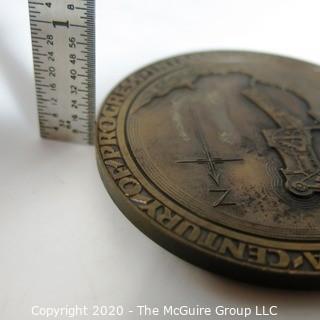 1933 Art Deco Bronze Medal for the Chicago Century of Progress Exposition by Medallic Art Company NY, Designed by Emil R. Zettler; 2 23/32"; 139 grams 