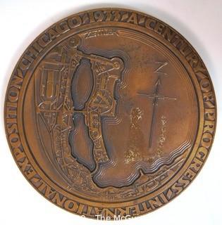 1933 Art Deco Bronze Medal for the Chicago Century of Progress Exposition by Medallic Art Company NY, Designed by Emil R. Zettler; 2 23/32"; 139 grams 