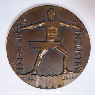 1933 Art Deco Bronze Medal for the Chicago Century of Progress Exposition by Medallic Art Company NY, Designed by Emil R. Zettler; 2 23/32"; 139 grams 