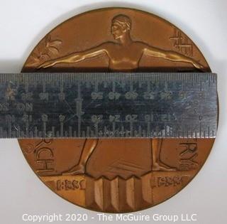 1933 Art Deco Bronze Medal for the Chicago Century of Progress Exposition by Medallic Art Company NY, Designed by Emil R. Zettler; 1 15/32"; 23 grams