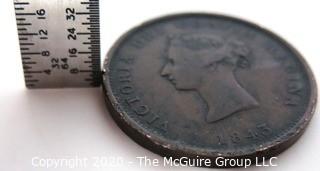 1843 New Brunswick Large One Penny Token; 3.4mm diameter 