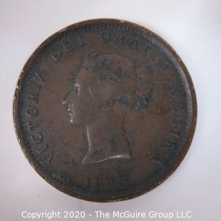 1843 New Brunswick Large One Penny Token; 3.4mm diameter 