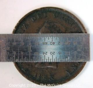 1843 New Brunswick Large One Penny Token; 3.4mm diameter 