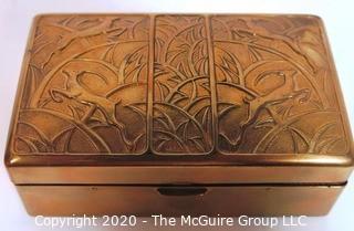 Art Deco Brass Trinket Box Elgin American Featuring Leaping Gazelles