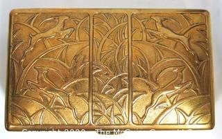 Art Deco Brass Trinket Box Elgin American Featuring Leaping Gazelles