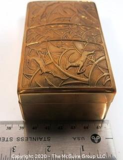 Art Deco Brass Trinket Box Elgin American Featuring Leaping Gazelles