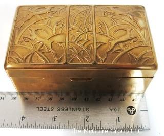 Art Deco Brass Trinket Box Elgin American Featuring Leaping Gazelles