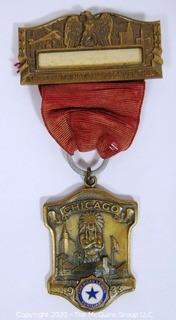 1933 Chicago American Legion Auxiliary Art Deco Style Medal with Ribbon - 13th National Convention