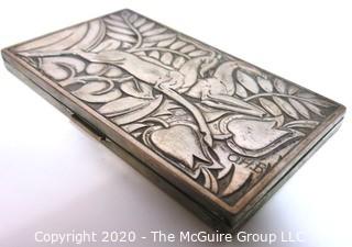 Art Deco Sterling Silver Box by Evans Featuring Repousse Gazelles and Foliage with Initials of Artist; 5 3/8" x 3 1/8"; 213g