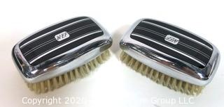 Art Deco Silver with Black Enamel Decoration Gentlemen's Brush Set