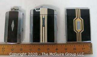 (3) Silverplate Art Deco Enamel Decoration Cigarette Cases and Lighters