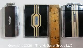 (3) Silverplate Art Deco Enamel Decoration Cigarette Cases and Lighters